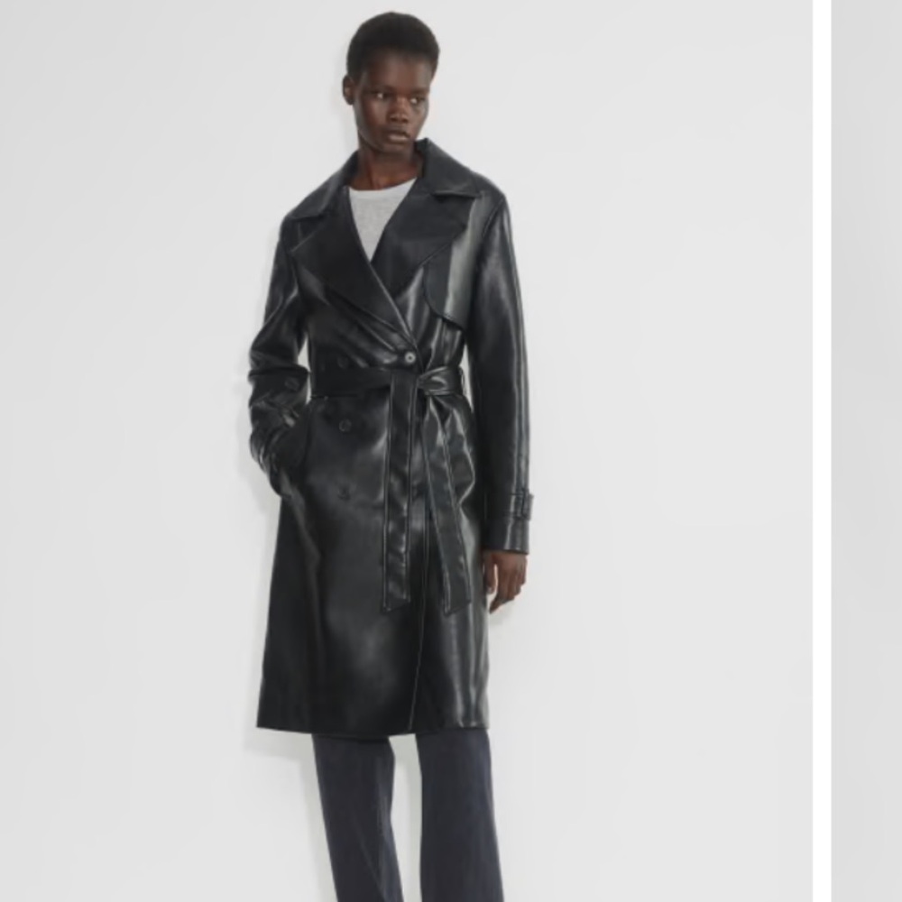 Black Leather Trench Coat